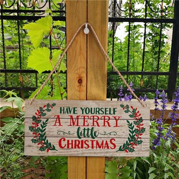 Christmas Door Hanging Sign Big Wall Wood Winter Decorations Indoor Outdoor Sign - Picture 6 of 6